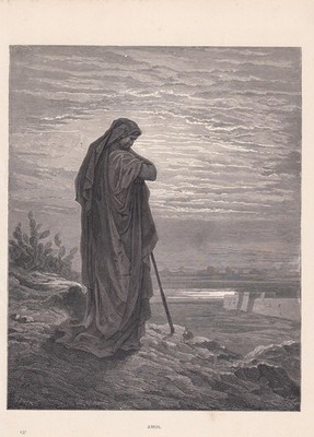 1870 GUSTAVE DORE Print - "Amos" - Dore Engraving Wall Art - 8.5 x 12.8 Inches