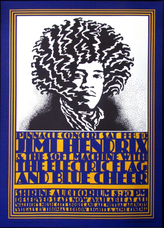 Jimi Hendrix Poster 1968 Shrine Auditorium MINT 4th Printing Van Hamersveld COA