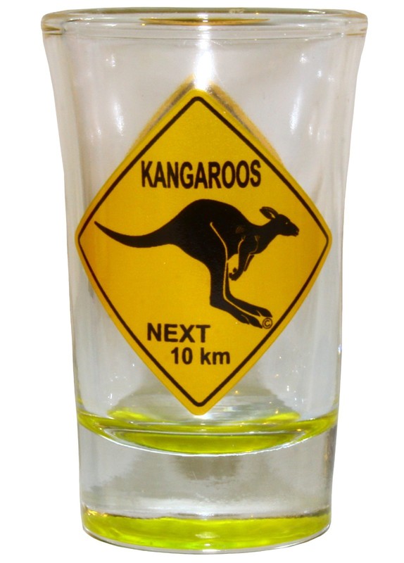 Kangaroo Shot Glass - Next 10km Australian Road Sign gift/souvenir