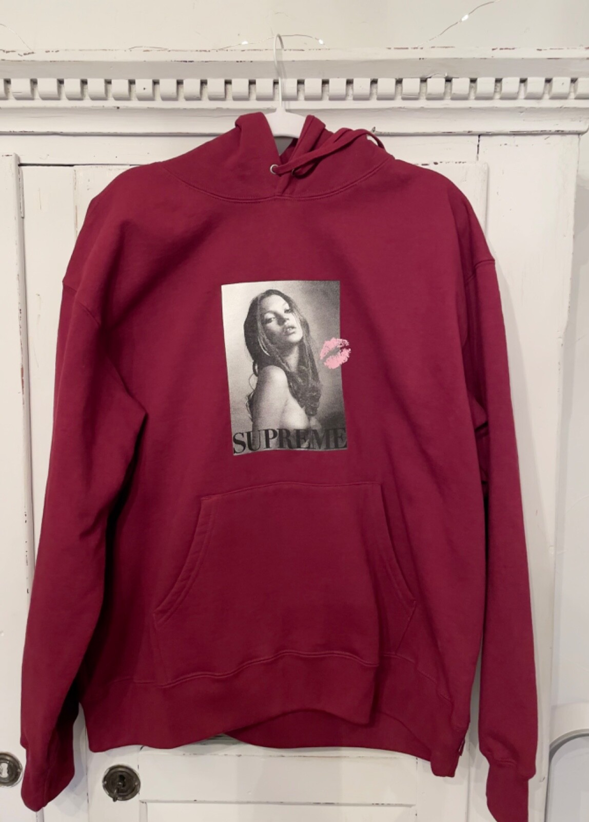 supreme kate moss hooded sweatshirt - cardinal - size large