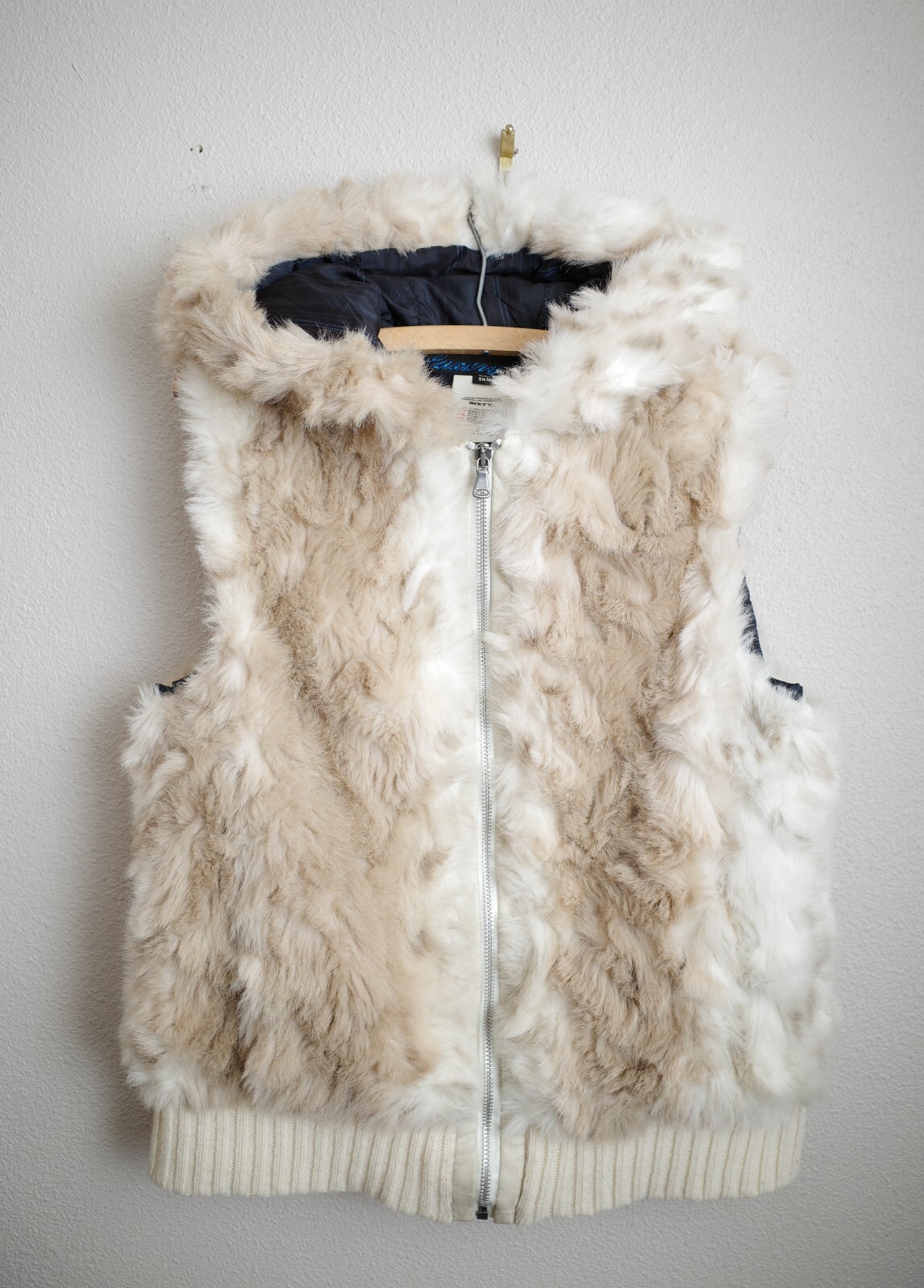 Vintage Y2K Miss Sixty Size Small Zip up Faux Fur Vest Made
