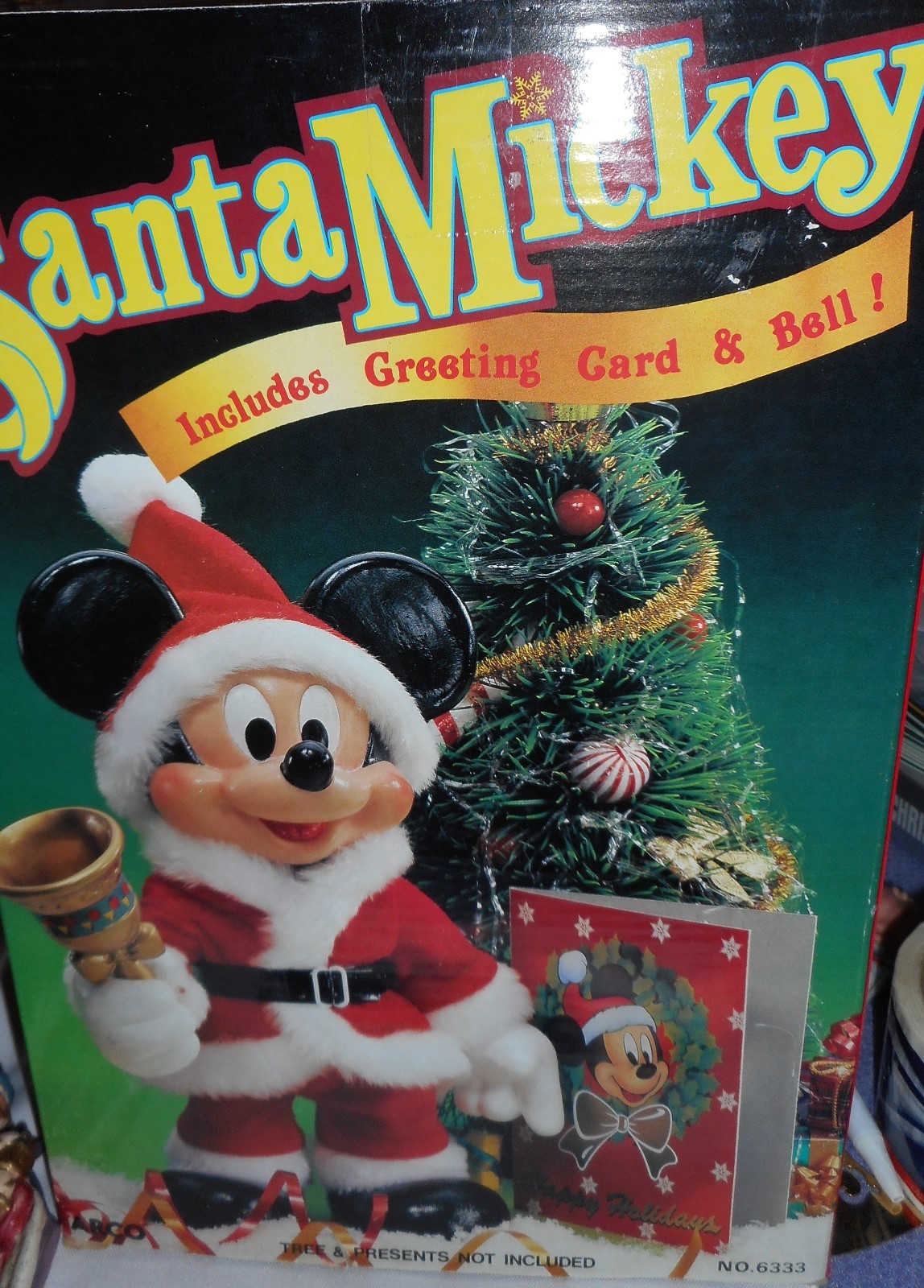 Disney Mickey Mouse Santa Arco Plush Doll Vintage in Box Poseable VTG