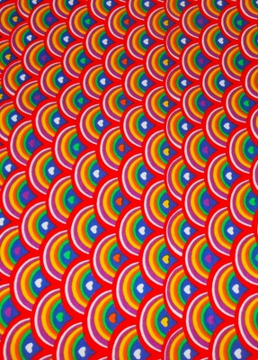 Bright Rainbows Hearts Cotton Spandex 4 Way 1 Yard +21'' X 24'' Fabric # 22