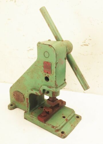 Vtg antique Berkroy bench top cast iron manual arbor press punch setting machine