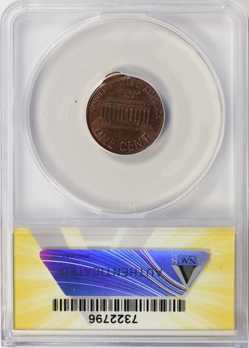 1975 1c Lincoln Cent Error Double Struck Off-Center ANACS MS63RB