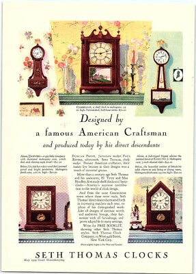 1929 SETH THOMAS Shelf Clocks Cambridge Wall Décor 20's Vintage Print Ad