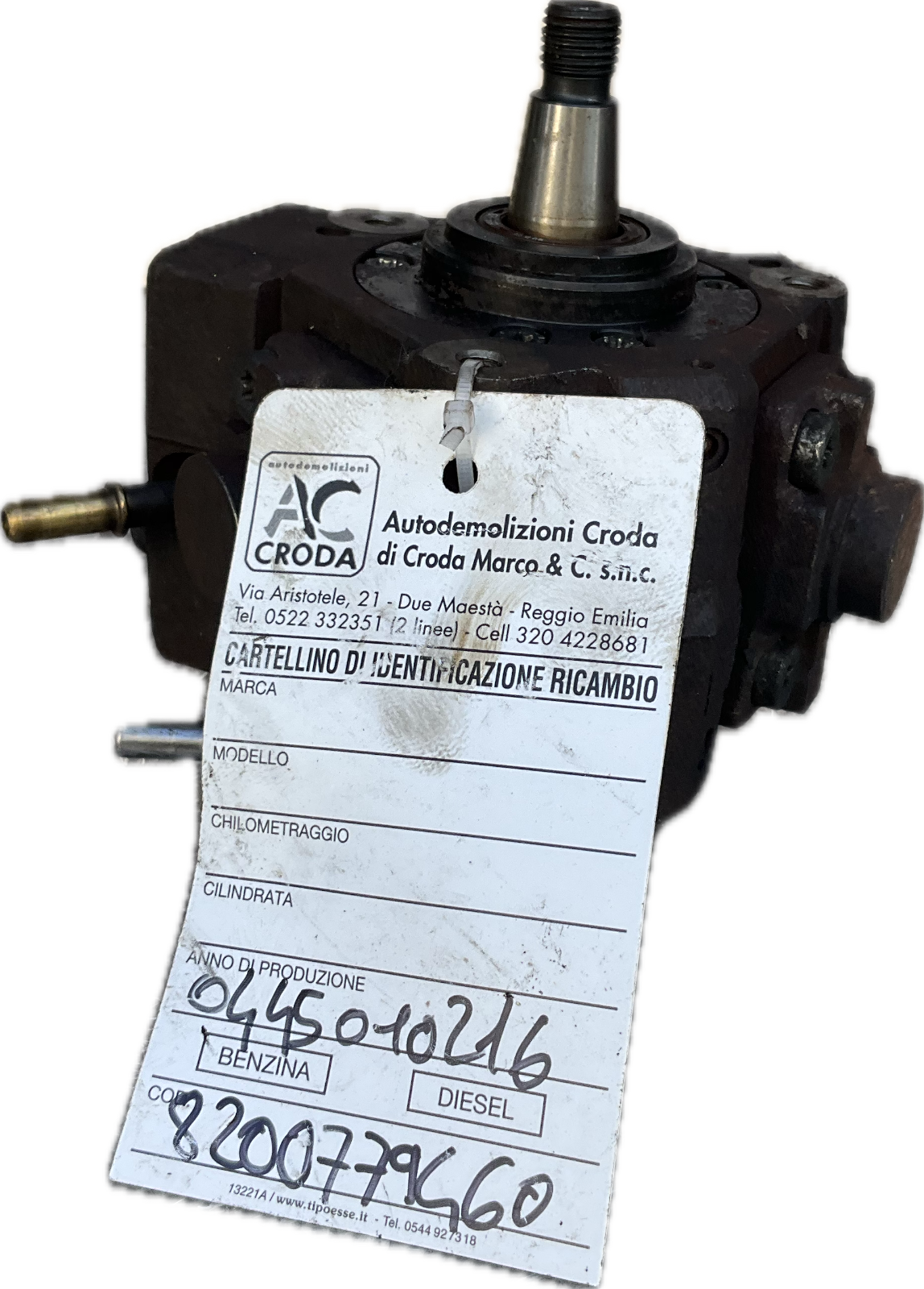 Pompa iniezione per RENAULT SCENIC III codice ricambio 0445010216 8200779460