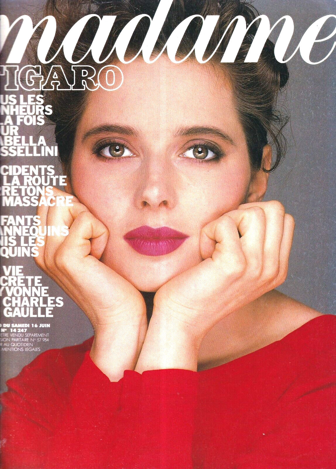 MADAME FIGARO 1990 ISABELLA ROSSELLINI LANCOME ROSEMARY