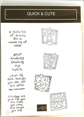 Stampin Up! QUICK & CUTE stamp set  4 framed picture stamps and four sayings