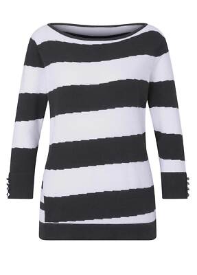 CRéATION L Damen Feinstrickpullover mit Seide, schwarz-weiß