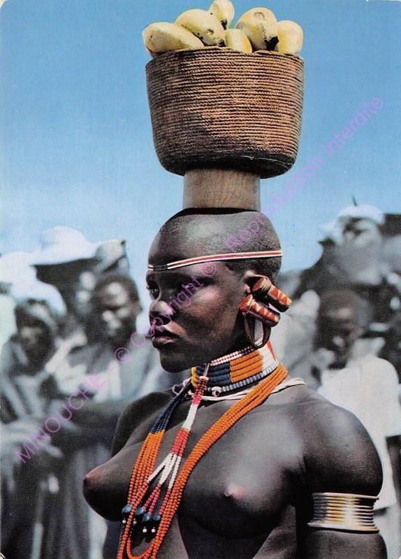 Cpm Afrique African Girl Using Unique Method Of Carrying Basket Of Bananas 