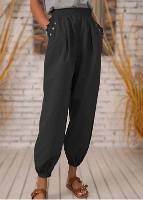 CELLABIE Black Button Accent Side Pocket Harem Pants Size 2XL