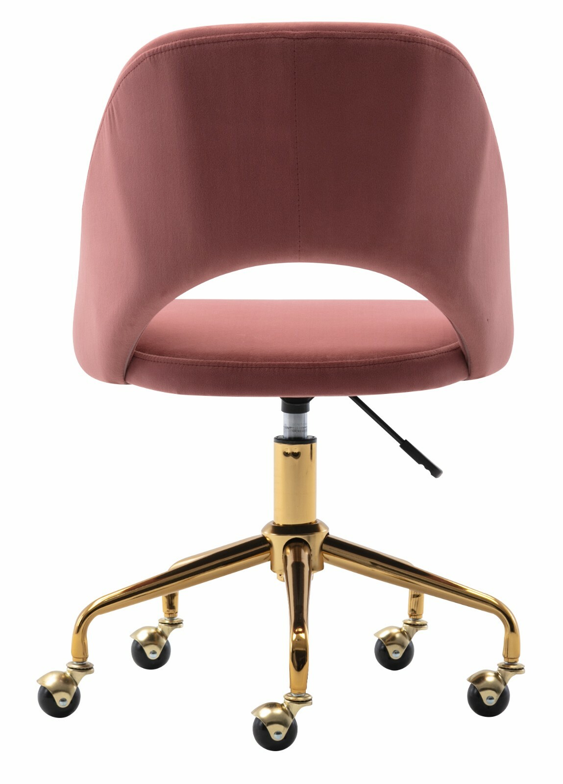 Pink Velvet Fabric Upholstered Office Chair Home Office Chair Gold Base