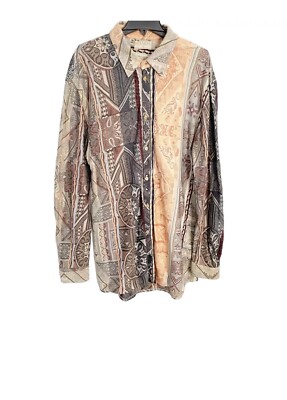 Coogi Nouveau Vintage Men's Knit Long Sleeve Button-Down Shirt Size XL