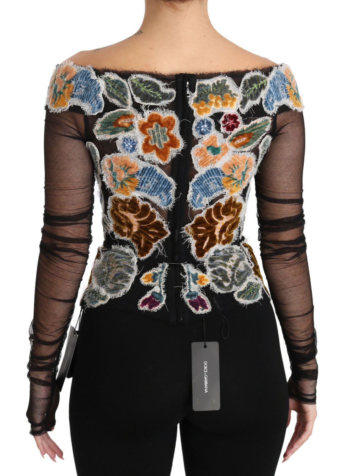 

DOLCE - GABBANA Блузка-футболка Черный топ Ricamo с цветочным принтом IT40 / US6 /  Рекомендуемая розничная цена 6000 долларов США
