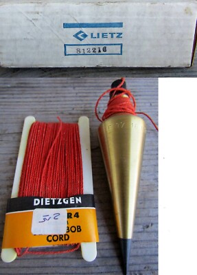 NEW OLD STOCK VINTAGE LIETZ 16 BRASS PLUMB BOB w/ BONUS LINE