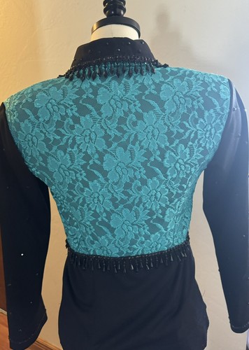 Black & Teal Lace Western Show Shirt Pleasure/Trail/Horsemanship