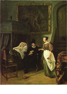 The Doctor's Visit Oil On Panel Painting by Carel Fabritius Postcard