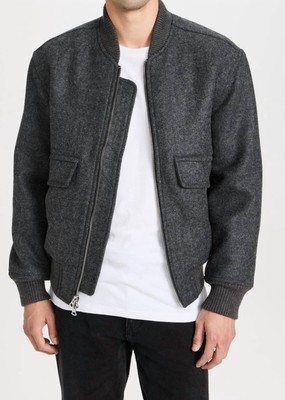 Pre-owned Alex Mill Dean Bomber Jacket In Wool In Charcoal - Size Xl In Gray