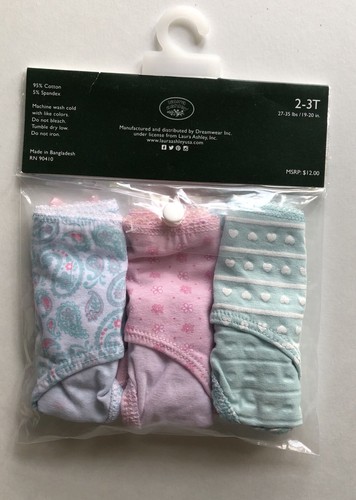 LAURA ASHLEY Toddler Girls Underwear Panties Paisley Hearts NEW NWT 2 2T 3 3T