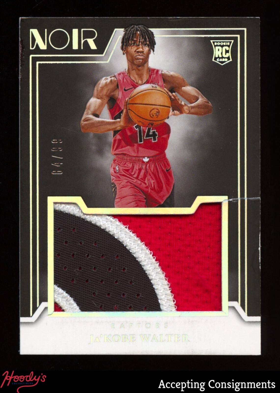 2024-25 Panini Noir Jumbo Material Ja'Kobe Walter RC ROOKIE PATCH RAPTORS 84/99