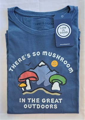 Life Is Good SS Shirt Crusher Tee SO MUSHROOM IN GREAT OUTDOORS Chest43 Womens L