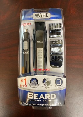 WAHL Nose Ear Body Beard Hair Wet/Dry BATTERY Precision Blade Trimmer Set ~ NEW