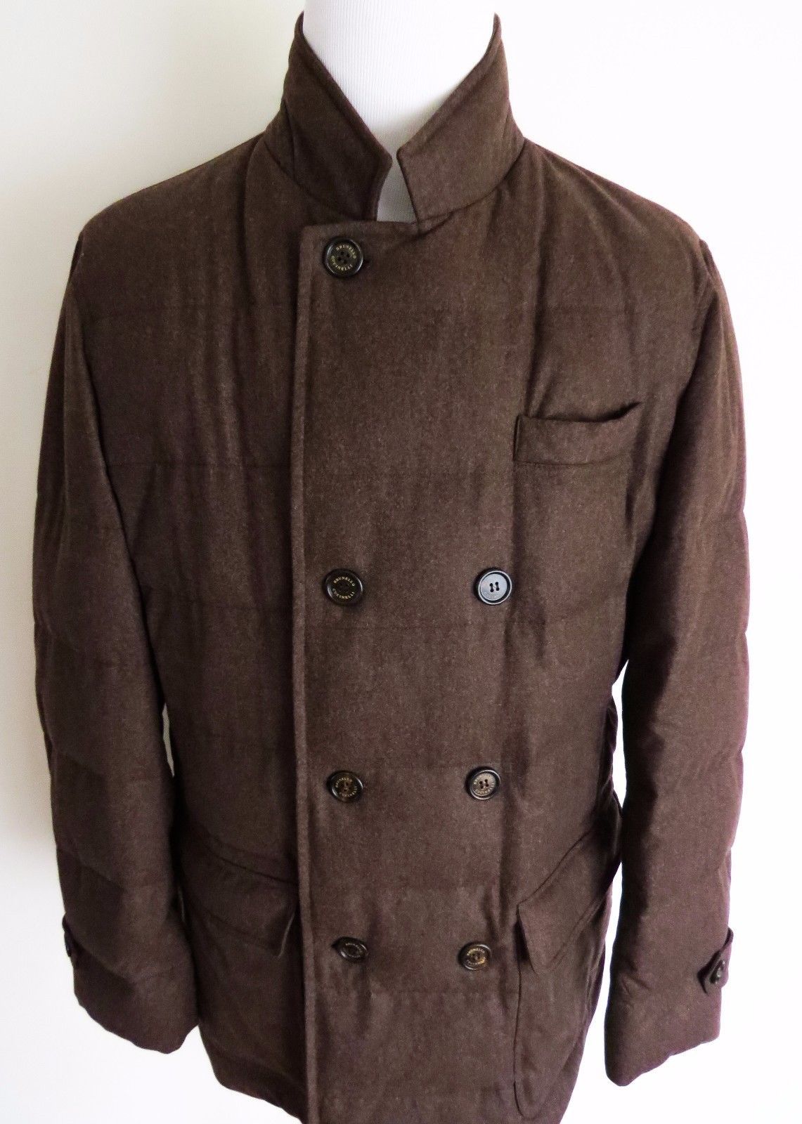 Pre-owned Brunello Cucinelli $4370  Dark Brown Goose Down Padded Puffer Jacket Coat Size Xl