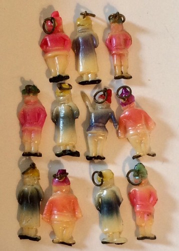 Vtg 11 Dwarves Disney Celluloid Charm Lot Cracker Jack Prizes