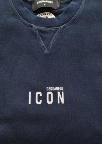 Pre-owned Dsquared2 Men's Cotton Crewneck Sweatshirt With Icon Print S79gu0009 Blue