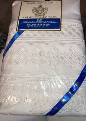 NEW Pkg2 Cannon Royal Family Court of Versailles Diamant White Pillowcases King