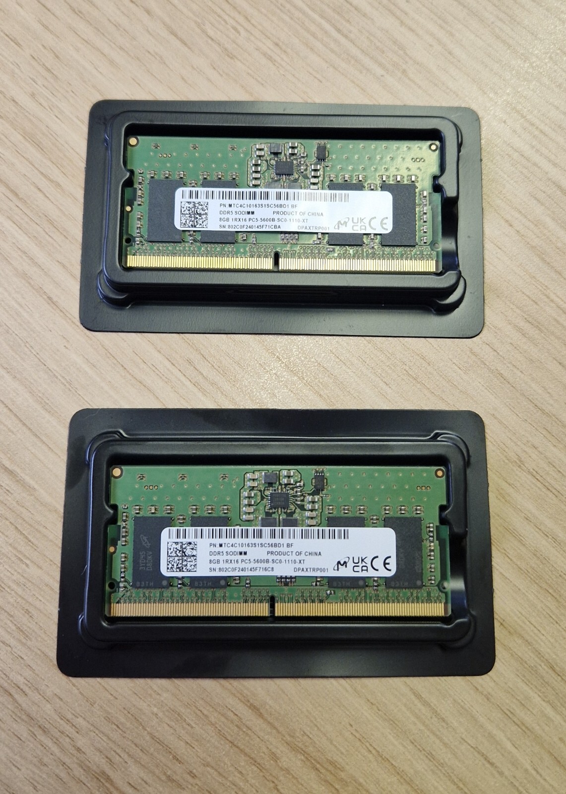 16GB Micron (2x8GB) DDR5 PC5-5600B SODIMM Laptop Memory