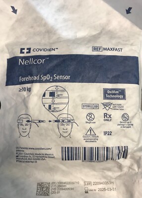 Covidien Nellcor Ref:MAXFAST Forehead SpO2 Sensor with OxiMax Technology