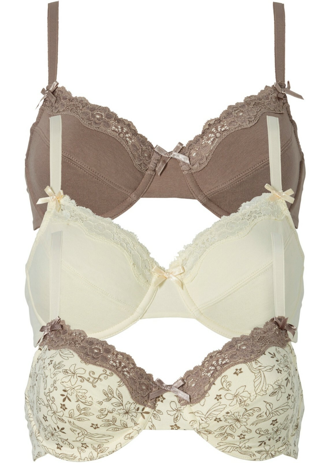 Drei schöne Bügel-BHs ohne Schale aus Bio-Baumwolle Gr.85 CUP-E NEU Z-154