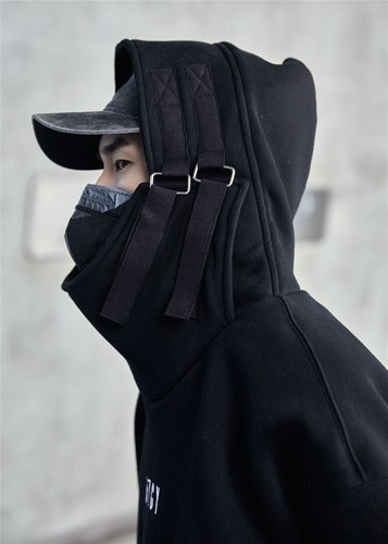 Niepce Black HTGY Hoodie Urban Techwear Japanese Streetwear Pullover Sweatshirt