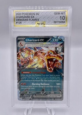 Charizard ex - AGS 10 GEM MINT - 2023 Pokemon Obsidian Flames - #125