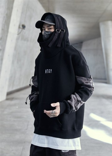 Niepce Black HTGY Hoodie Urban Techwear Japanese Streetwear Pullover Sweatshirt