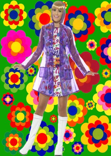 527 Twiggy Regenjacke Mantel Retro 60er 70er Jahre Hippie Festival Lila Gr S M Ebay