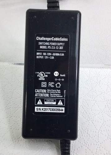 CHALLENGER CABLE SERIES POWER SUPPLY 12V PS-2.5- 12-3DT AC TO DC A274