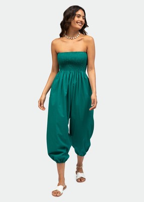Harem Pants Pull Up into Strapless Jumpsuit in 100% Cotton - One Size UK 8-16