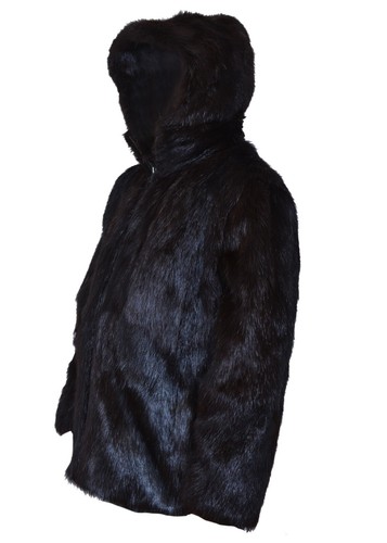 Pre-owned Handmade Man's Real Nutria Fur Vest Detachable Sleeves Hood All Sizes In Brown