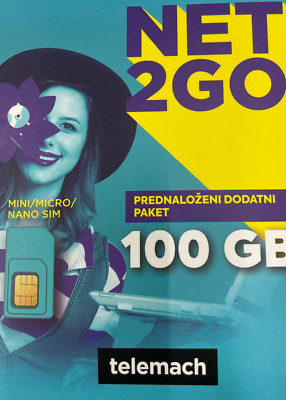 ANONYMOUS 4G data internet SIM Slovenia Telemach 100GB +EU 11GB fast 30 days new
