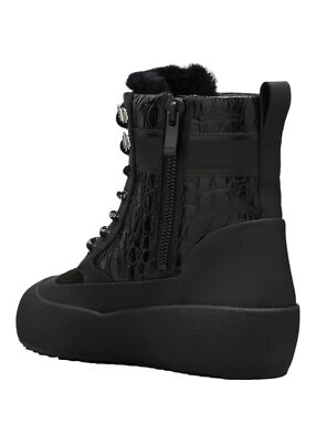 Pre-owned Bally Cuby 6234584 Men's Curling Shearling-lined Suede & Leather Boots Msrp $820 In Black