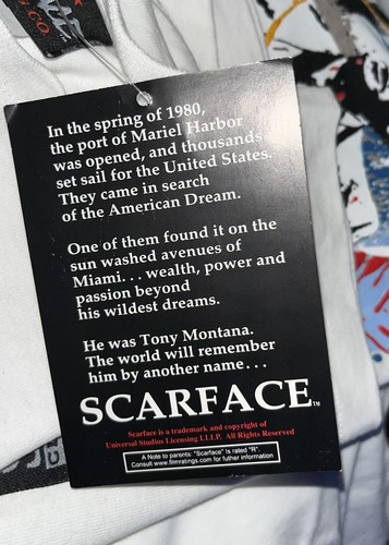 Pre-owned Scarface Rare Vintage  / Tony Montana / Al Pacino Puff Print Shirt Sz 2xl In White