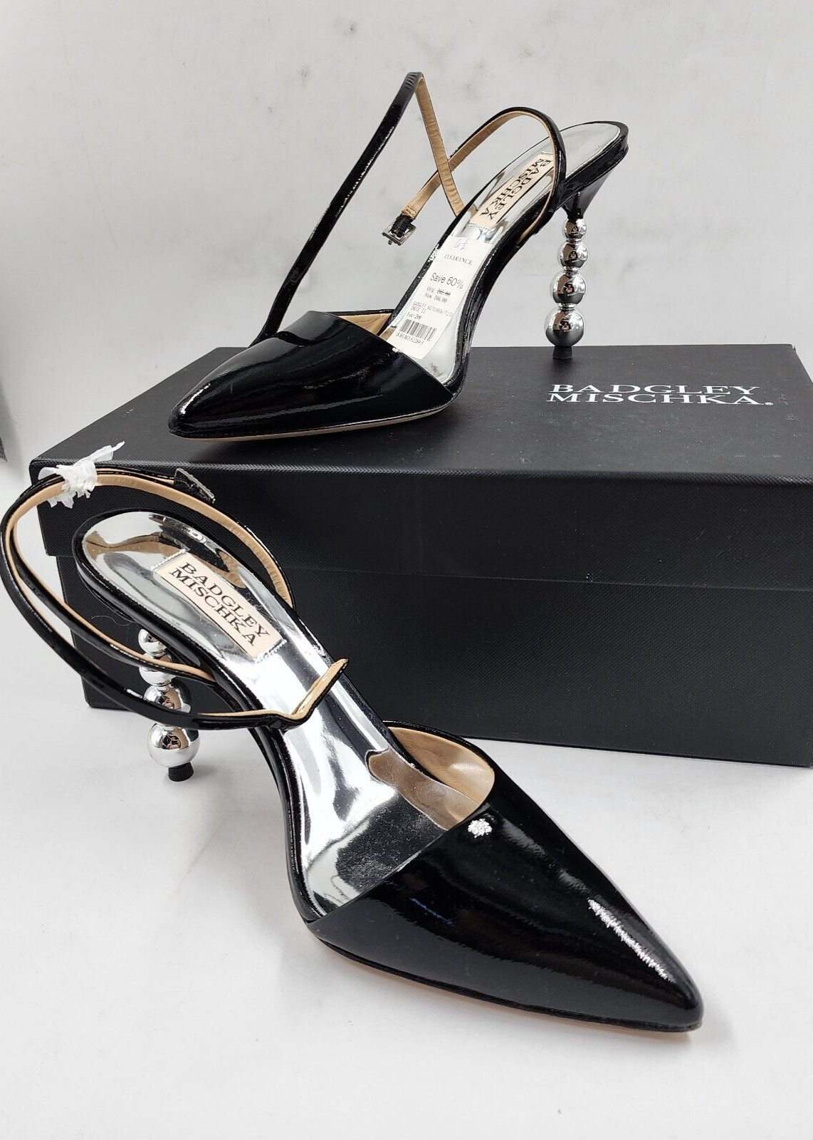 Badgley Mischka Indie II Embellished High Heel Pumps Women's 6.5 Black Pointed~ - Picture 6 of 18