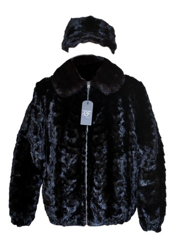 Pre-owned Handmade Man's Real Mink Fur Bomber Jacket Coat All Sizes Cream Off White Pre Sale In Brown