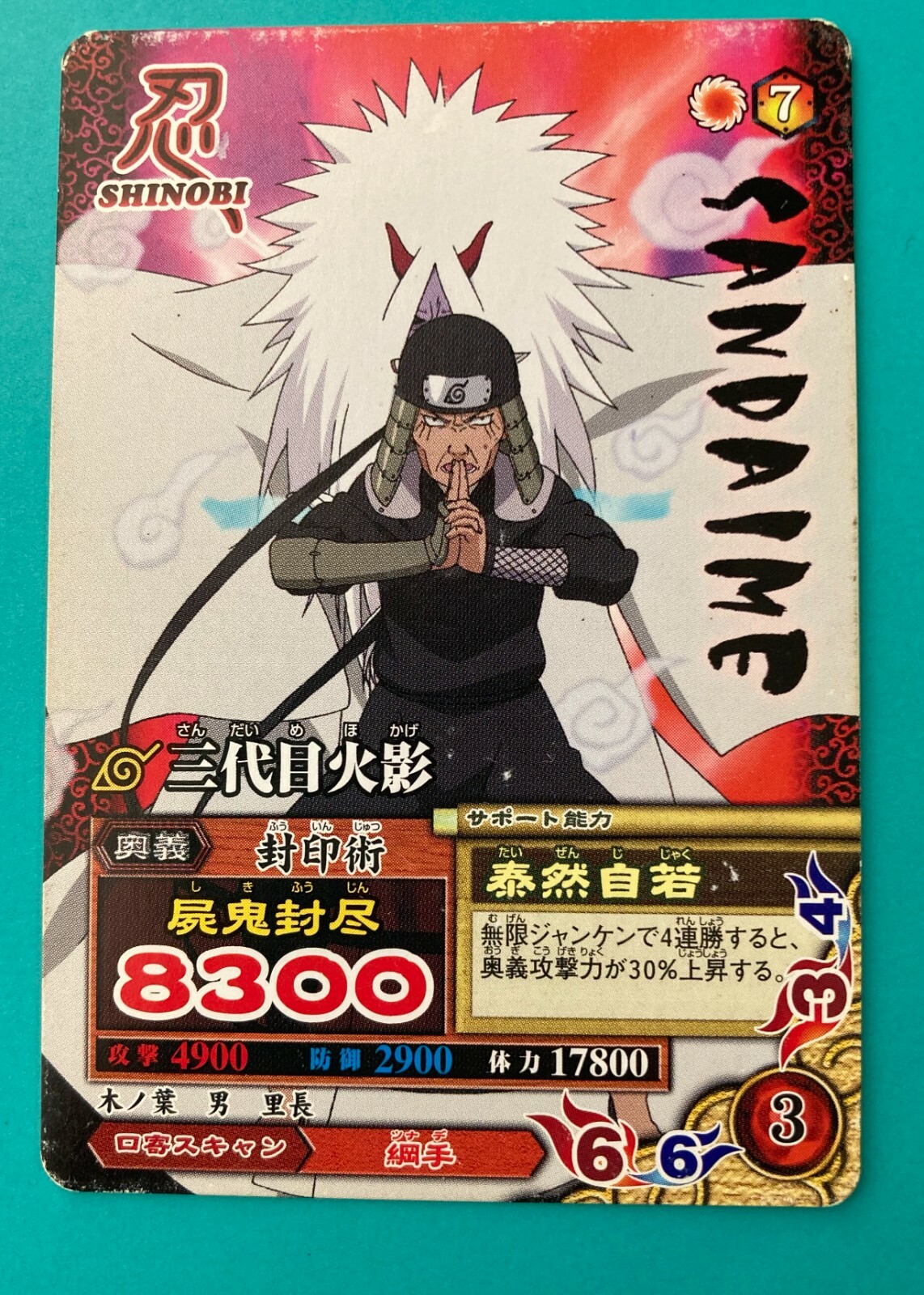 The Third Hokage NARUTO Card Very Rare BANDAI Japanese very The Third Hokage NARUTO Card Very Rare BANDAI Japanese very