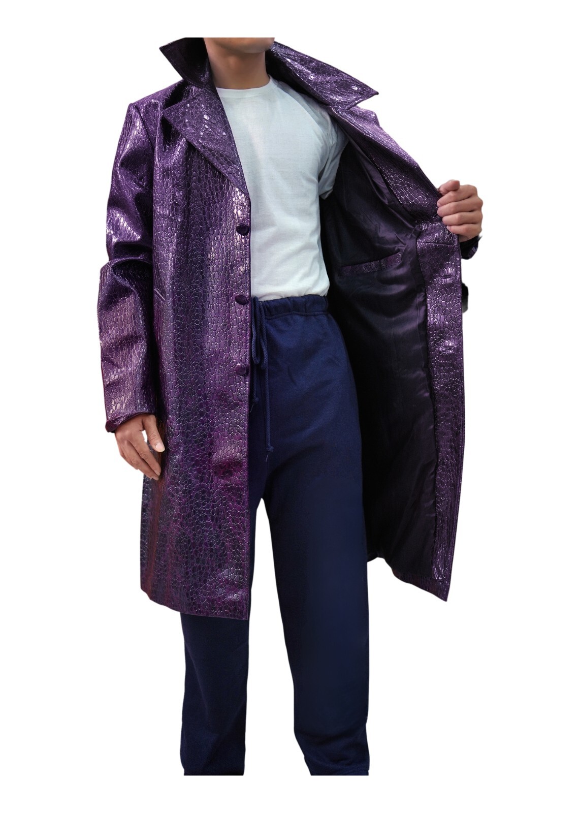 ジャケット・アウター Crocodile trench coat Amazon.com: Crocodile Printed Leather Long Trench Coat For