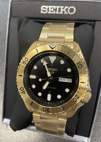 Pre-owned Seiko 5 Prospex Automatic Srpk18 Gold-tone Watch With Tag Made In Japan
