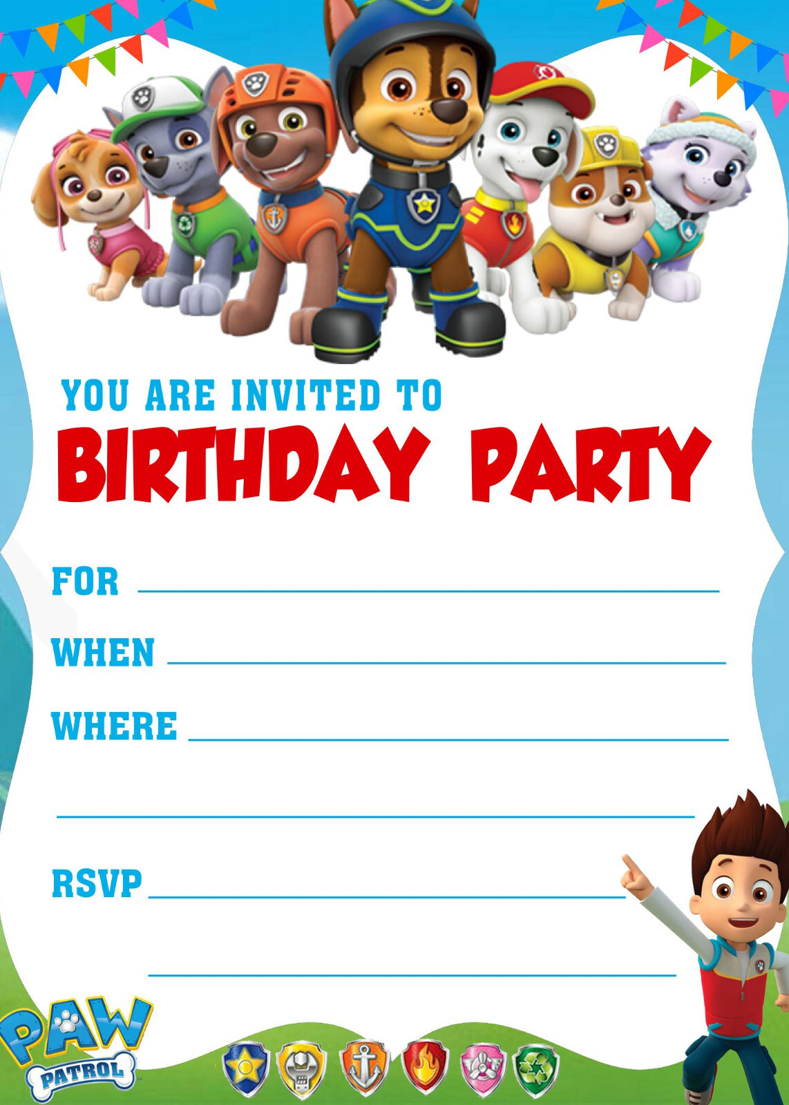 Paw Patrol Invitations Birthday Party Invites - A5 - FREE NEXT DAY FAST DELIVERY | eBay for Paw Patrol Invitations Free Printable